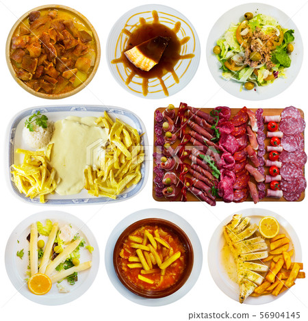 Set of traditional Spanish dishes 56904145