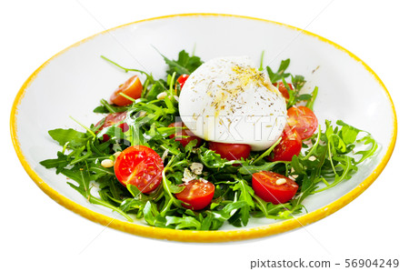 Image of salad with burrata italian cheese, arugula and cherry tomatoes Image of salad with burrata italian cheese, arugula and cherry tomatoes 56904249