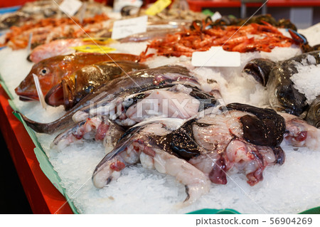 Display with assorted seafood Display with assorted seafood 56904269