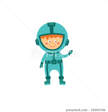 Cute child astronaut or cosmonaut cartoon character flat vector illustration. Cute child astronaut or cosmonaut cartoon character flat vector illustration. 56904786