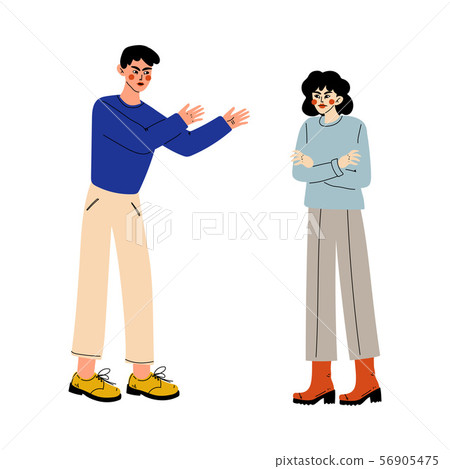 Young Couple Quarreling, Furious Man Shouting at Offended Girl, Girlfriend Asking Forgiving Young Couple Quarreling, Furious Man Shouting at Offended Girl, Girlfriend Asking Forgiving 56905475