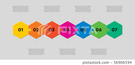 Seven pieces puzzle hexagon line info graphic. - Stock Illustration  [56906594] - PIXTA