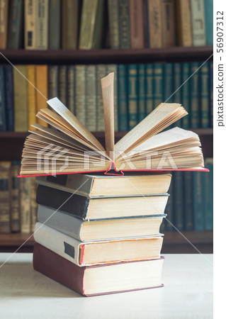 Collection of old books in library Collection of old books in library 56907312