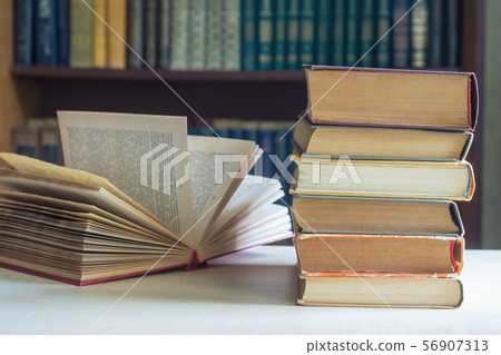 Collection of old books in library Collection of old books in library 56907313