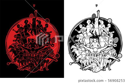 Sport Players, Different sports cartoon graphic vector. 56908253