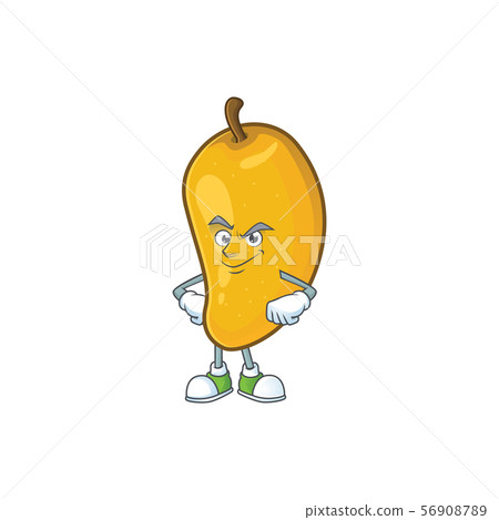 Smirking cartoon of mango character on a white background. Smirking cartoon of mango character on a white background. 56908789
