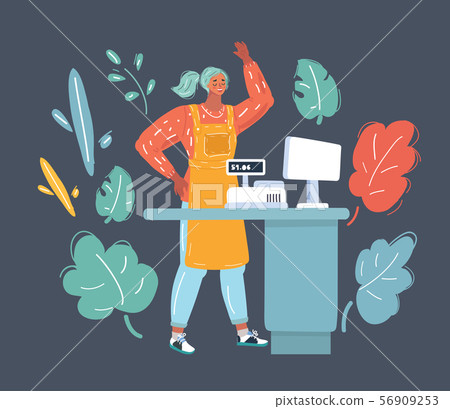 Bank cashier behind cash department window. Bank cashier behind cash department window. 56909253