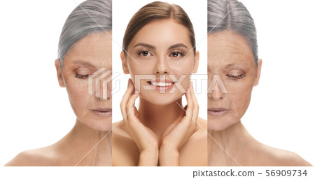 Beautiful female face, concept of skincare and lifting 56909734