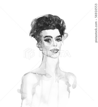 Watercolor portrait of man with makeup Watercolor portrait of man with makeup 56910553