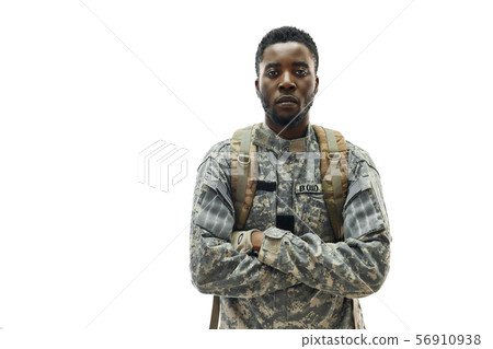 American ranker confidently standing with crossed hands. American ranker confidently standing with crossed hands. 56910938