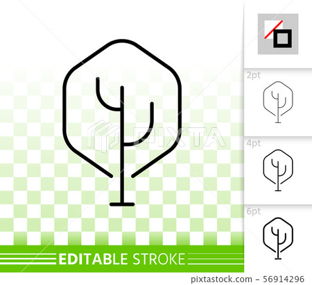 Geometric oak tree simple black line vector icon 56914296