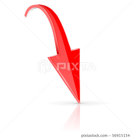 Down 3d arrow. Red sign with reflection Down 3d arrow. Red sign with reflection 56915154
