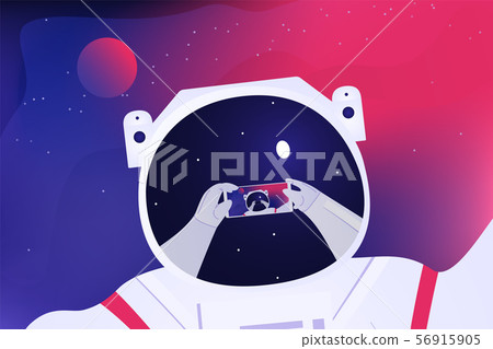 Astronaut taking selfie on the space background Astronaut taking selfie on the space background 56915905