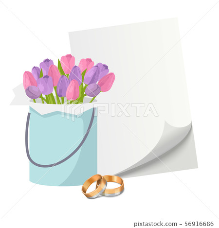 Wedding Invitation Elements With Gold Rings Stock Wedding Invitation Elements With Gold