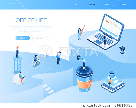 Office life - colorful isometric vector web banner 56916753