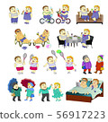 Set of images - a fat couple boy and girl in different situations. 56917223