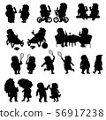 Set - a fat couple in different situations. Black silhouette 56917238