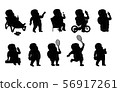 Set - a fat man in different situations. Black silhouette 56917261