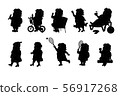 Set - a fat woman in different situations. Black silhouette 56917268