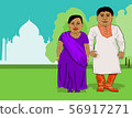 Fat Indian people stand near the Taj Mahal 56917271