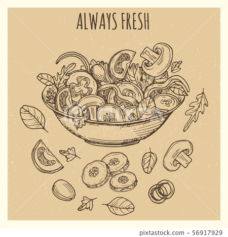 Fresh green salad vintage banner poster background 56917929
