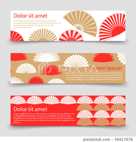 Asian style banner template with hand fans Asian style banner template with hand fans 56917976