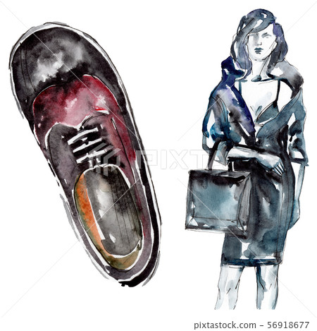 Fashionable sketch glamour illustration in a watercolor style isolated element. Watercolour Fashionable sketch glamour illustration in a watercolor style isolated element. Watercolour 56918677