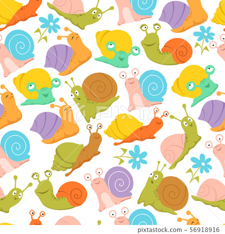 Snail seamless pattern. Fashion kids endless vector texture for fabric and wrapping 56918916