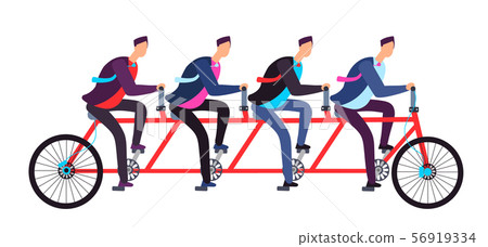 Business people riding on tandem bicycle. Team coordination. Successful business teamwork and 56919334