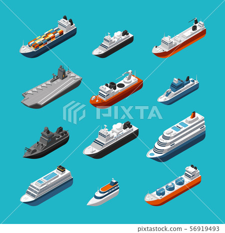 Passenger and cargo ships, sailing boats, yachts and vessels isometric vector transportation icons Passenger and cargo ships, sailing boats, yachts and vessels isometric vector transportation icons 56919493