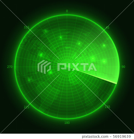 Green radar. Navy submarine sonar with aims....-插圖素材 [56919639] - PIXTA圖庫