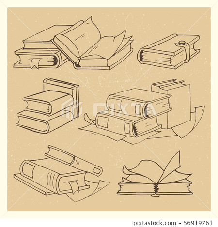 Hand drawn books sketch grunge icons set 56919761