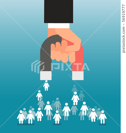 Lead generation. Magnet in hand attracts consumers. Sales and leads, marketing vector concept 56919777