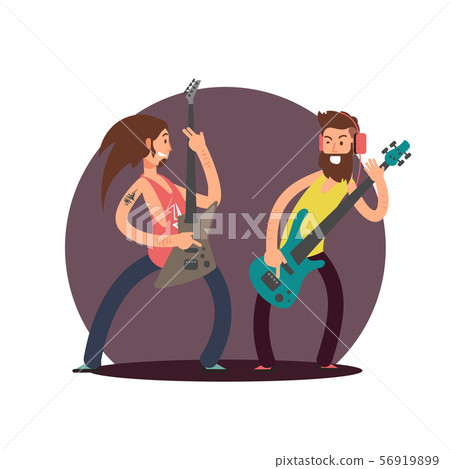 Flat vector guitarists cartoon character design 56919899