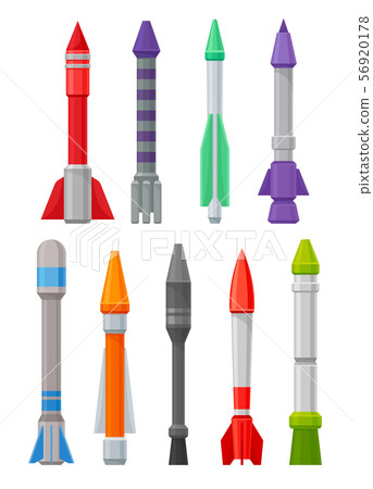 Set of military missiles. Vector illustration on a white background. Set of military missiles. Vector illustration on a white background. 56920178