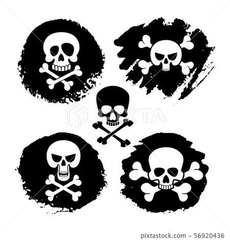 White piracy skull and crossbones vector icons White piracy skull and crossbones vector icons 56920436