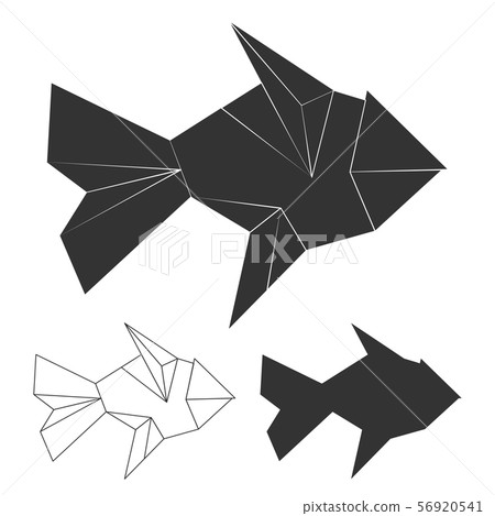 Polygonal, line and silhouette fish vector logo set 56920541