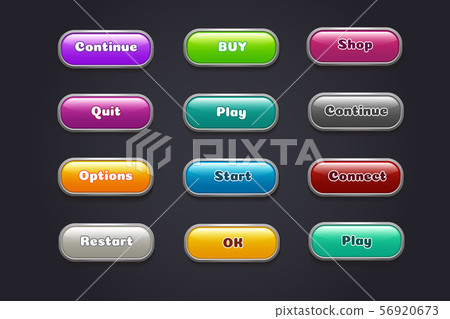 Cartoon buttons. Colorful video game ui...-插圖素材 [56920673] - PIXTA圖庫