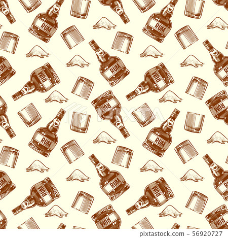 Bottle of rum and cocaine seamless pattern 56920727