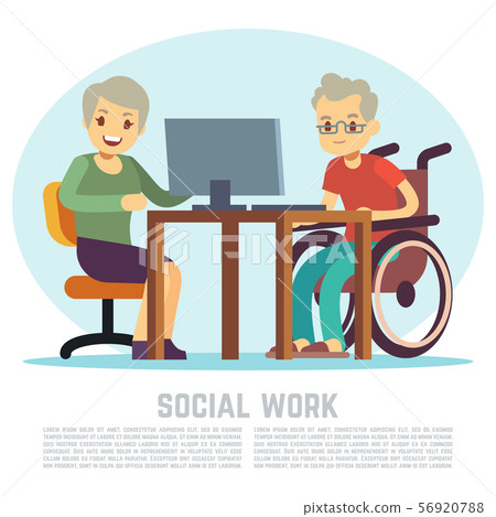 Disabled man in wheelchair learns computer 56920788