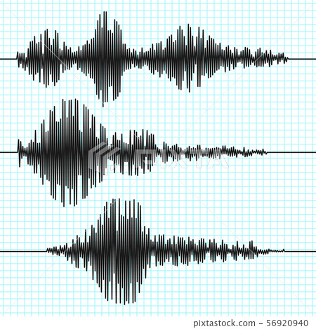 Frequency seismograph waves, seismogram, earthquake graphs. Seismic wave vector set 56920940