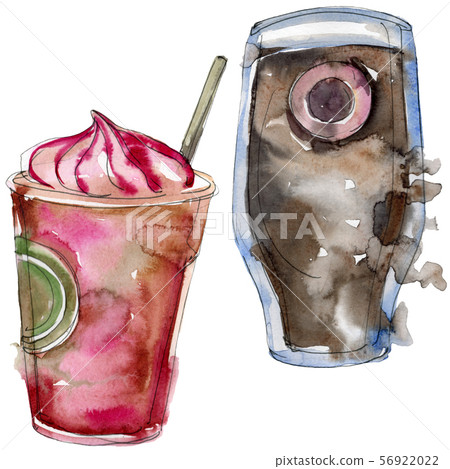 Alcoholic bar party cocktail drink. Watercolor background illustration set. Isolated drinks Alcoholic bar party cocktail drink. Watercolor background illustration set. Isolated drinks 56922022
