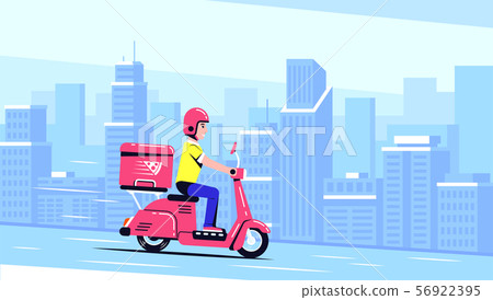 Delivery guy on scooter 56922395