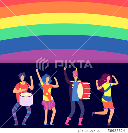 Lgbt banner rainbow and cartoon character people 56922824