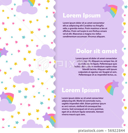 Vector cute banner and poster design with stars, rainbow, clouds 56922844