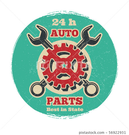 Vintage road vehicle repair service logo design. Grunge car service banner Vintage road vehicle repair service logo design. Grunge car service banner 56922931