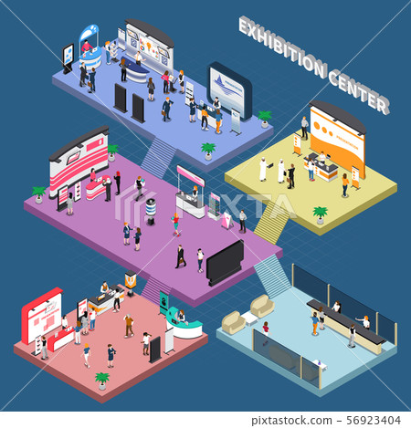 Multi Storey Exhibition Isometric Composition Multi Storey Exhibition Isometric Composition 56923404