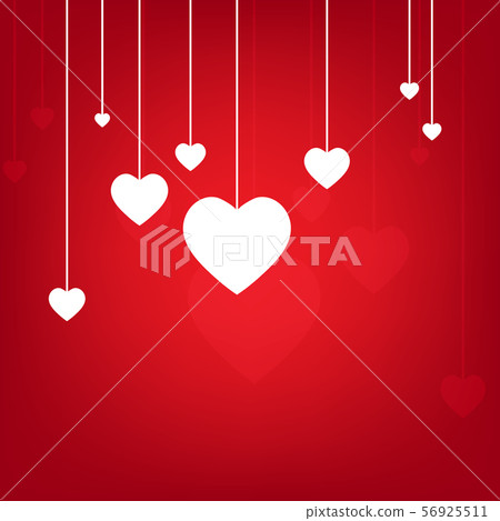 Valentines Day Heart Flowers on Red Background - Stock Illustration ...