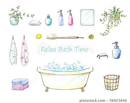 Bathroom watercolor illustration set Bathroom watercolor illustration set 56925648