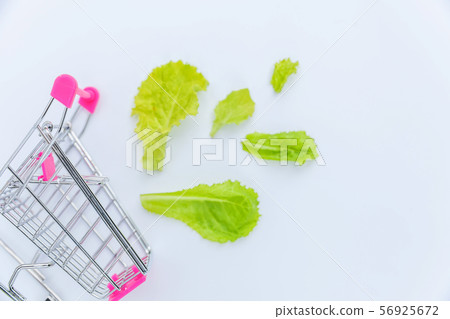 Small supermarket grocery push cart for shopping 56925672